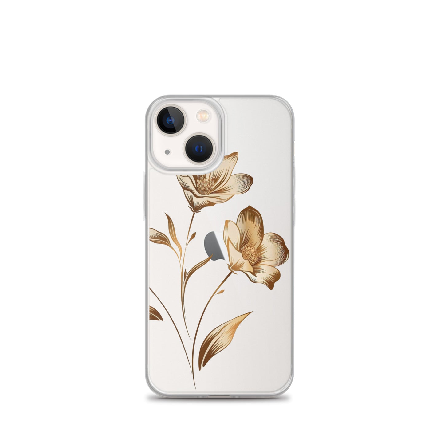 Coque transparente bouquet de fleurs dorées pour iPhone®
