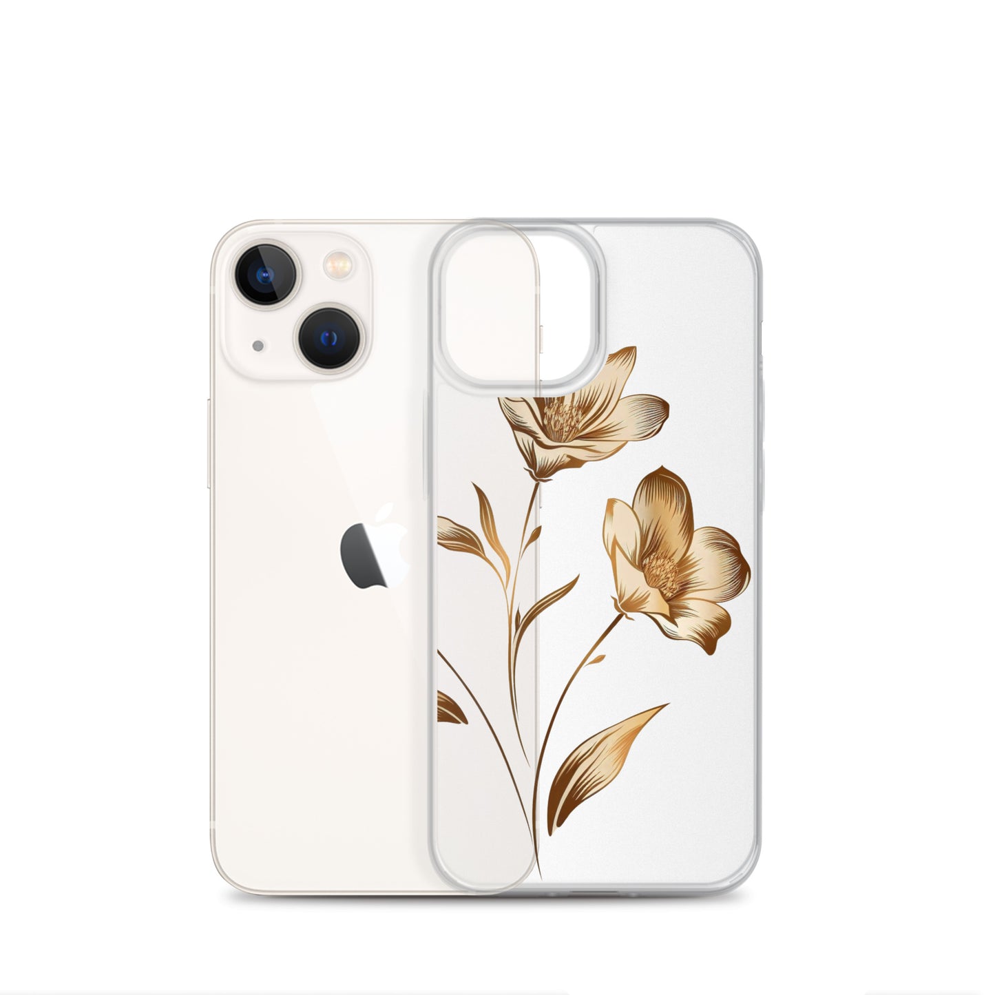 Coque transparente bouquet de fleurs dorées pour iPhone®