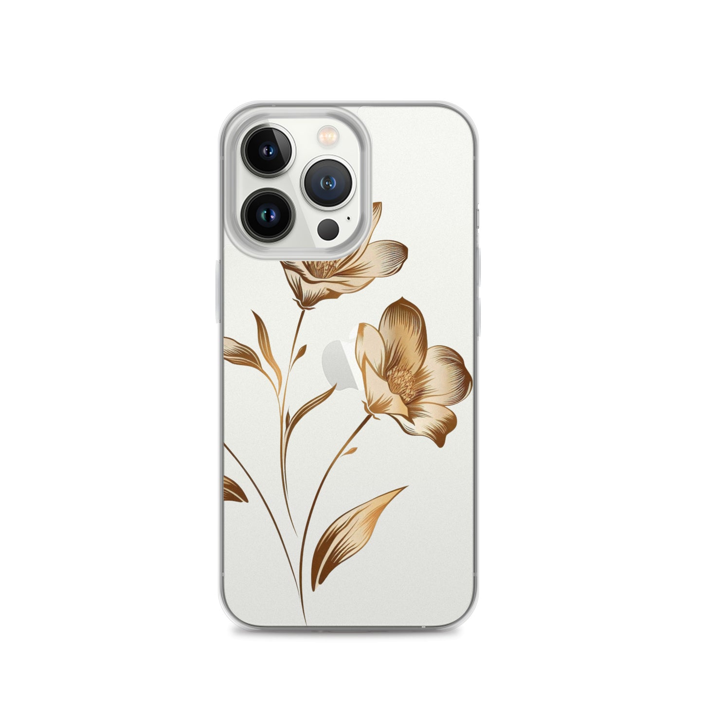Coque transparente bouquet de fleurs dorées pour iPhone®