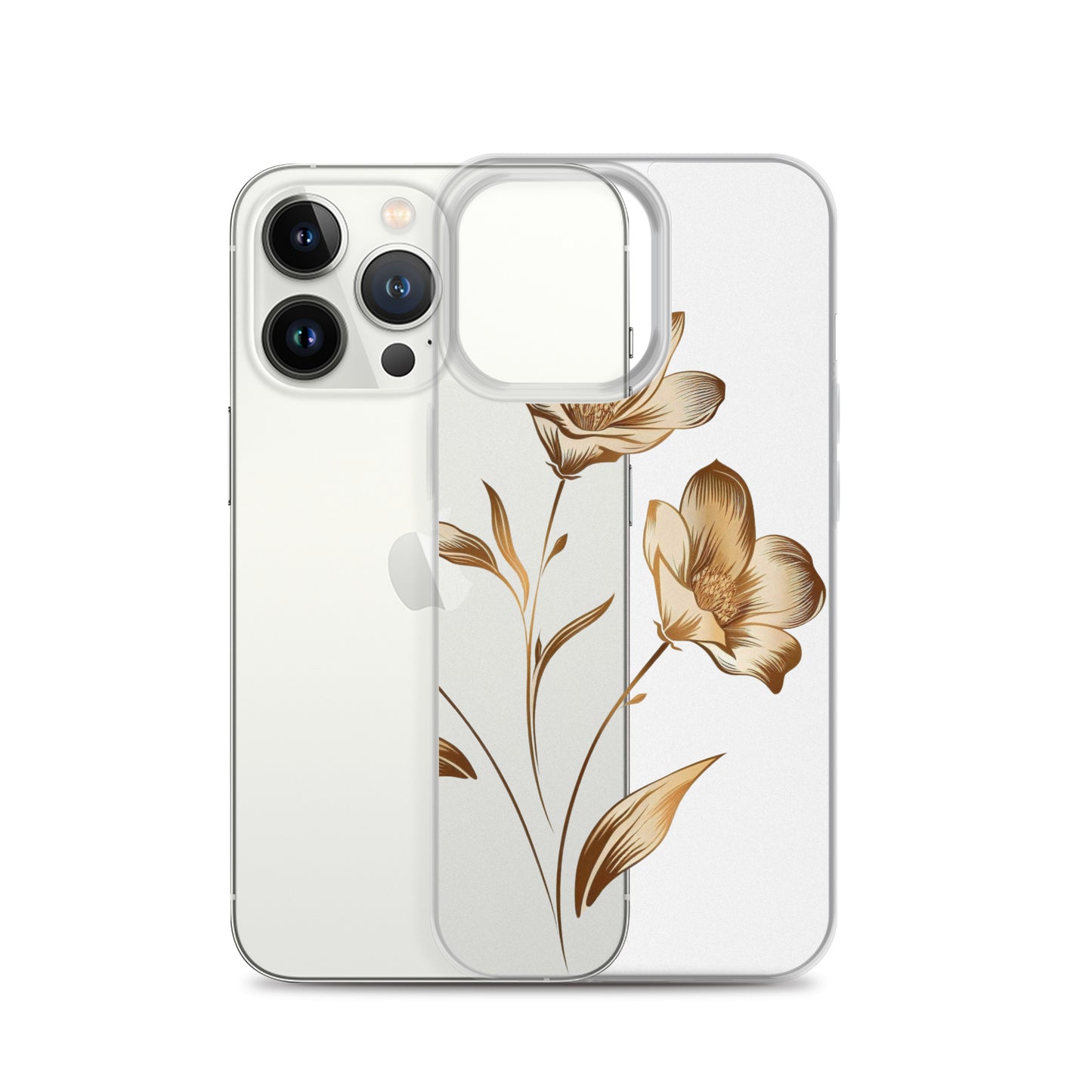 Coque transparente bouquet de fleurs dorées pour iPhone®
