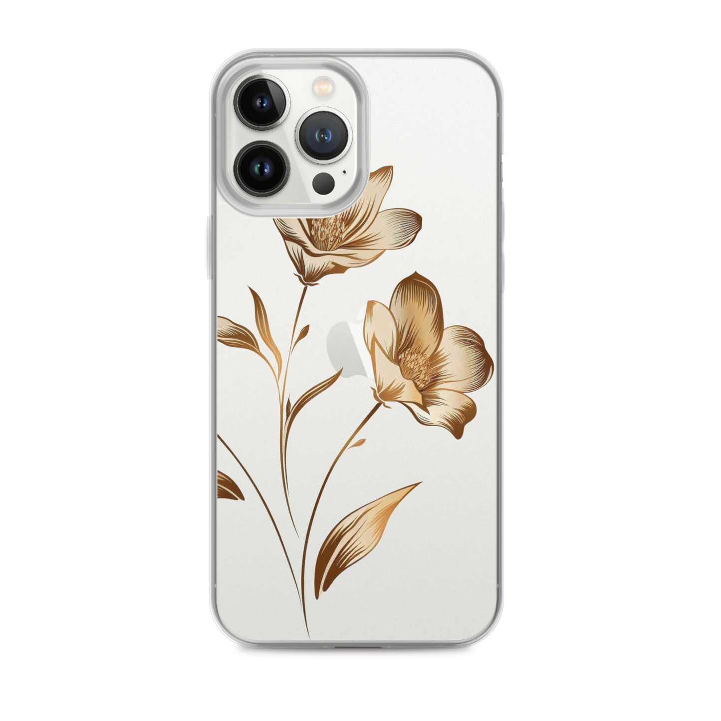 Coque transparente bouquet de fleurs dorées pour iPhone®