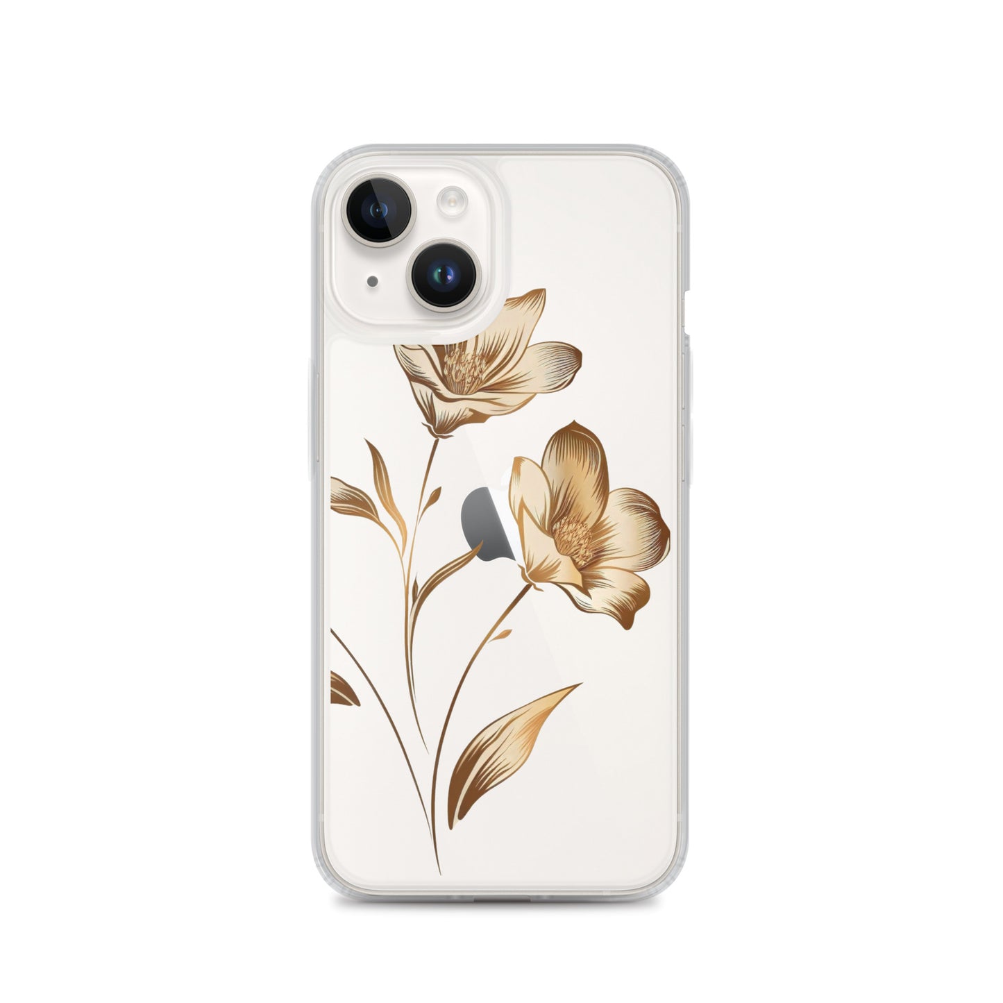 Coque transparente bouquet de fleurs dorées pour iPhone®