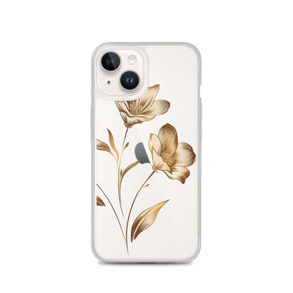 Coque transparente bouquet de fleurs dorées pour iPhone®