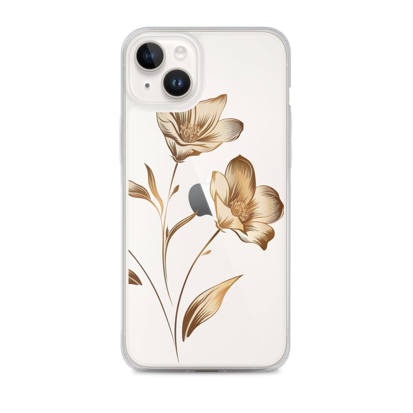 Coque transparente bouquet de fleurs dorées pour iPhone®