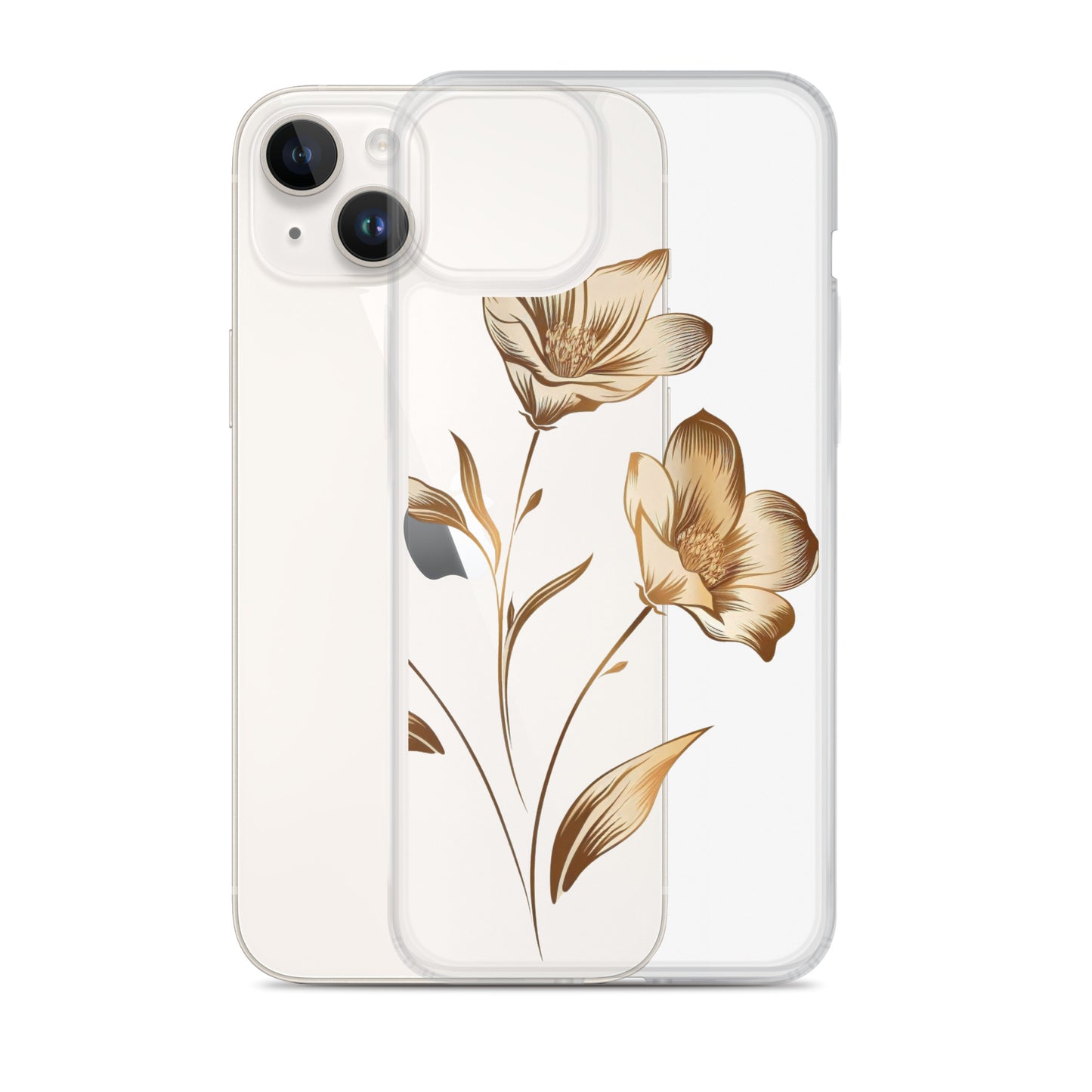 Coque transparente bouquet de fleurs dorées pour iPhone®