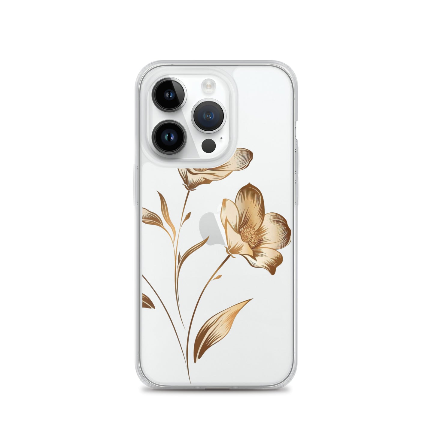 Coque transparente bouquet de fleurs dorées pour iPhone®