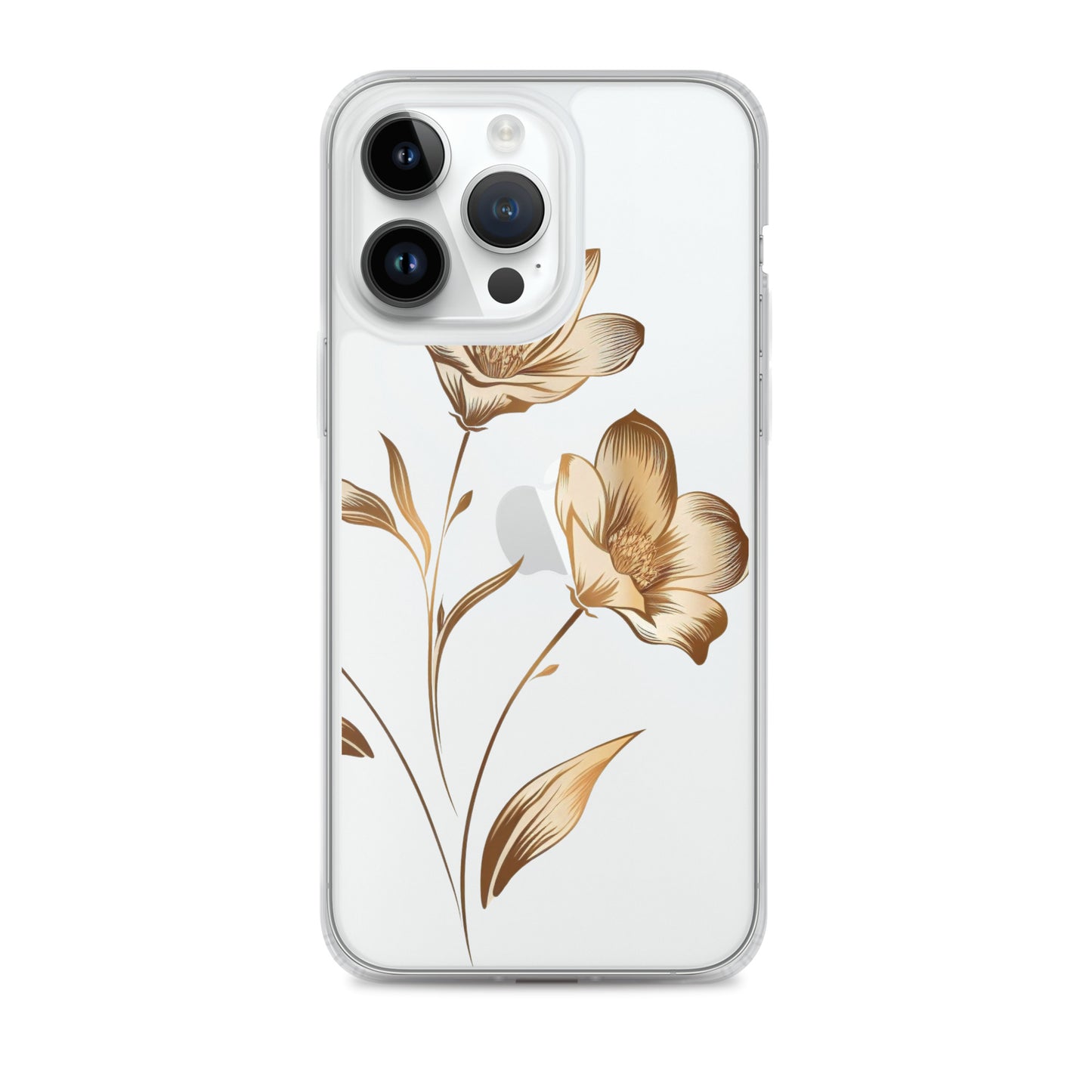 Coque transparente bouquet de fleurs dorées pour iPhone®