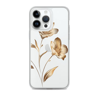 Coque transparente bouquet de fleurs dorées pour iPhone®