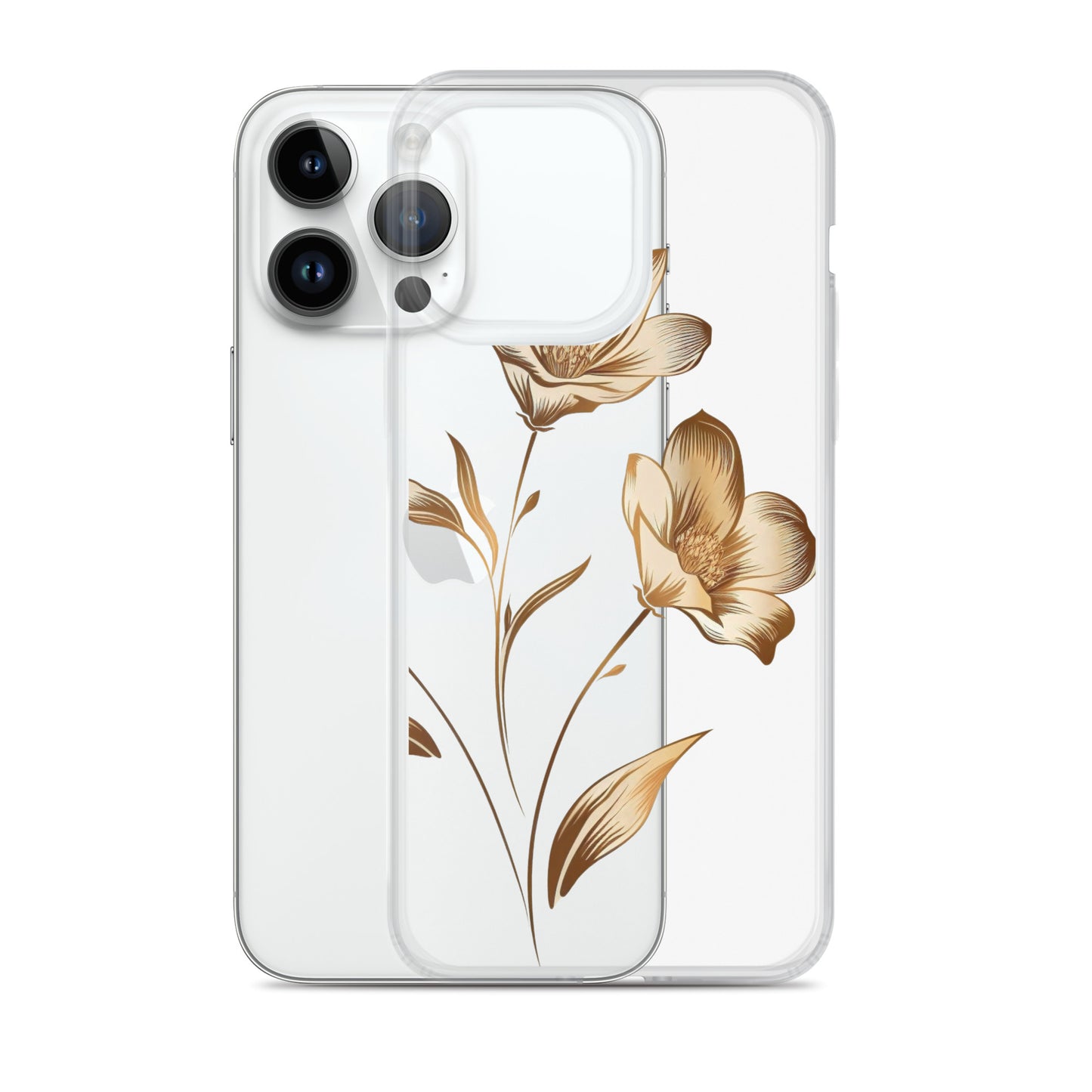 Coque transparente bouquet de fleurs dorées pour iPhone®