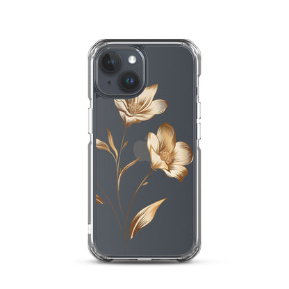 Coque transparente bouquet de fleurs dorées pour iPhone®