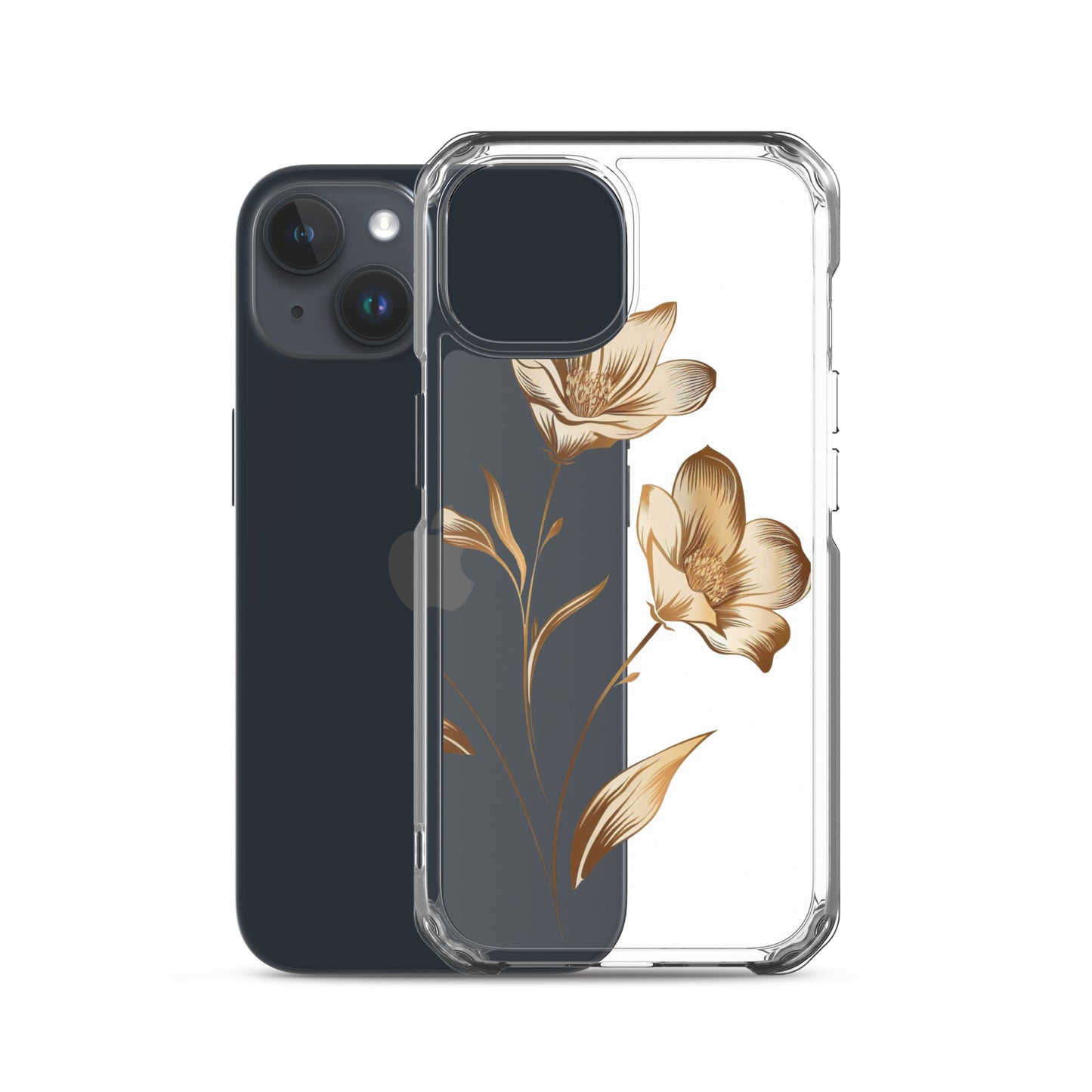 Coque transparente bouquet de fleurs dorées pour iPhone®