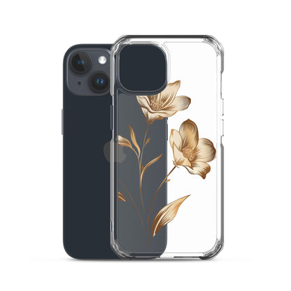 Coque transparente bouquet de fleurs dorées pour iPhone®