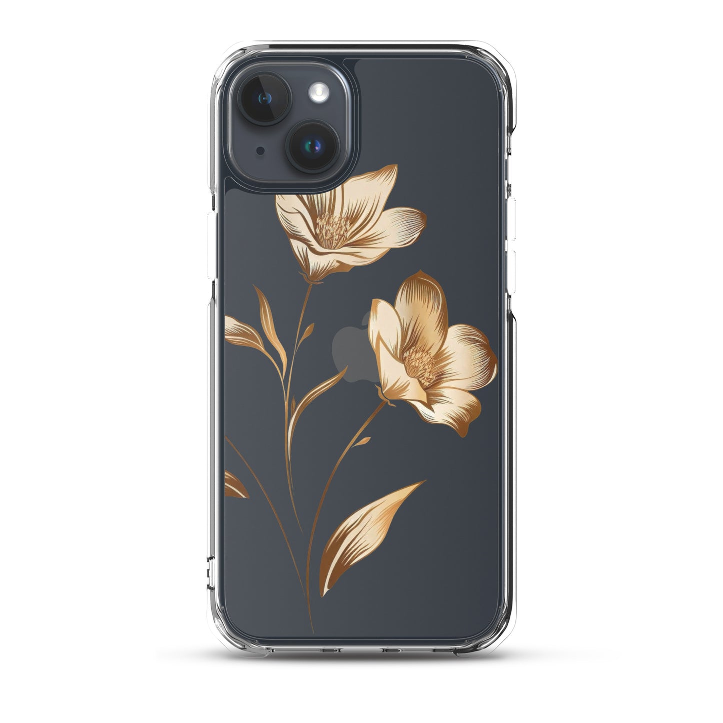 Coque transparente bouquet de fleurs dorées pour iPhone®
