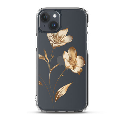 Coque transparente bouquet de fleurs dorées pour iPhone®