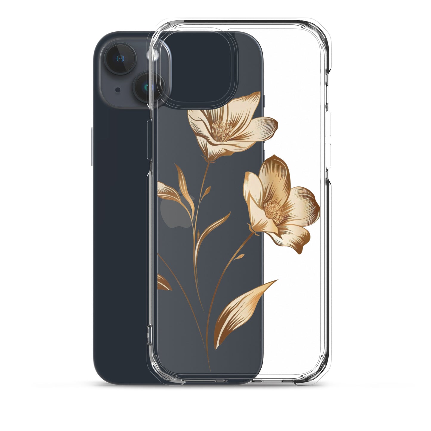 Coque transparente bouquet de fleurs dorées pour iPhone®