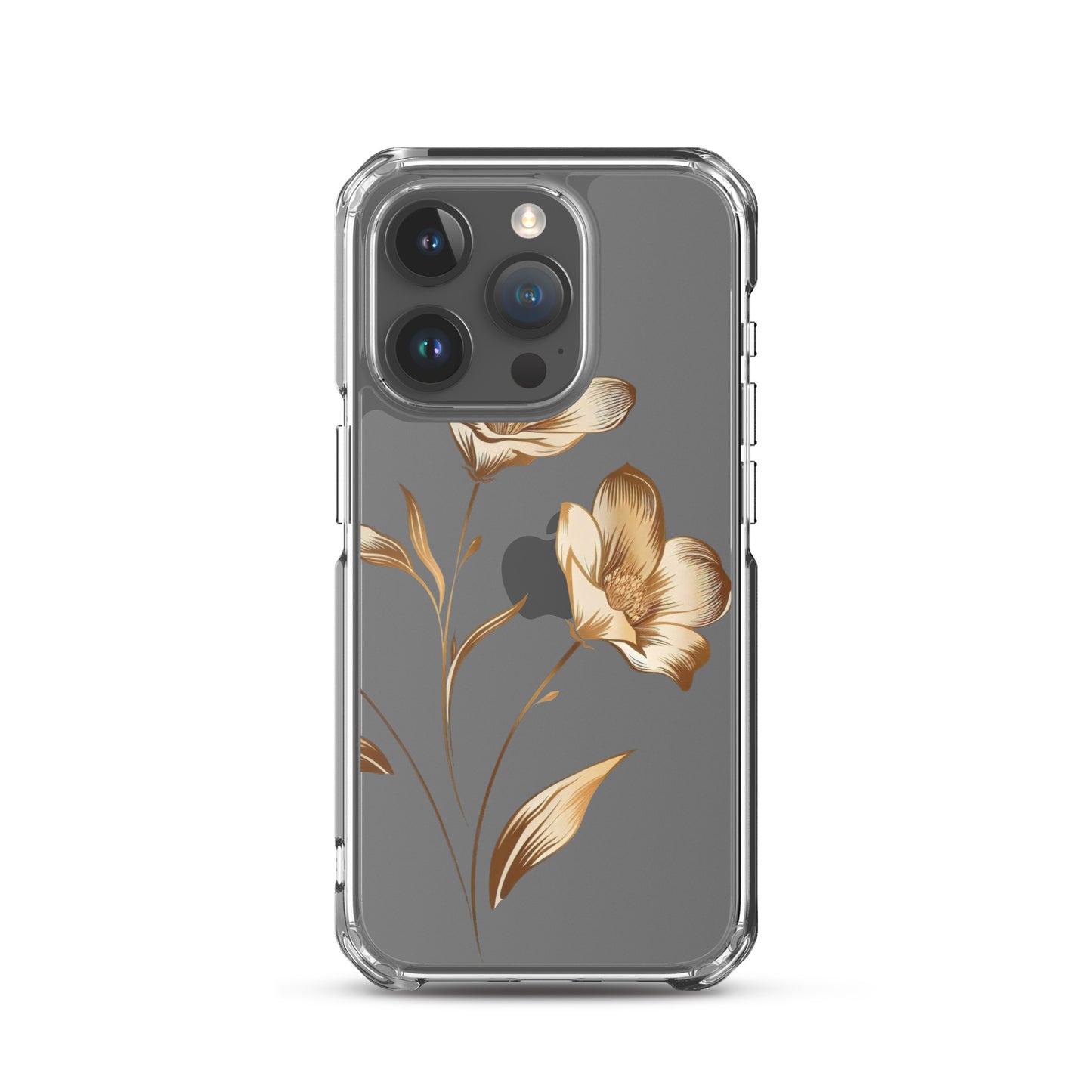 Coque transparente bouquet de fleurs dorées pour iPhone®