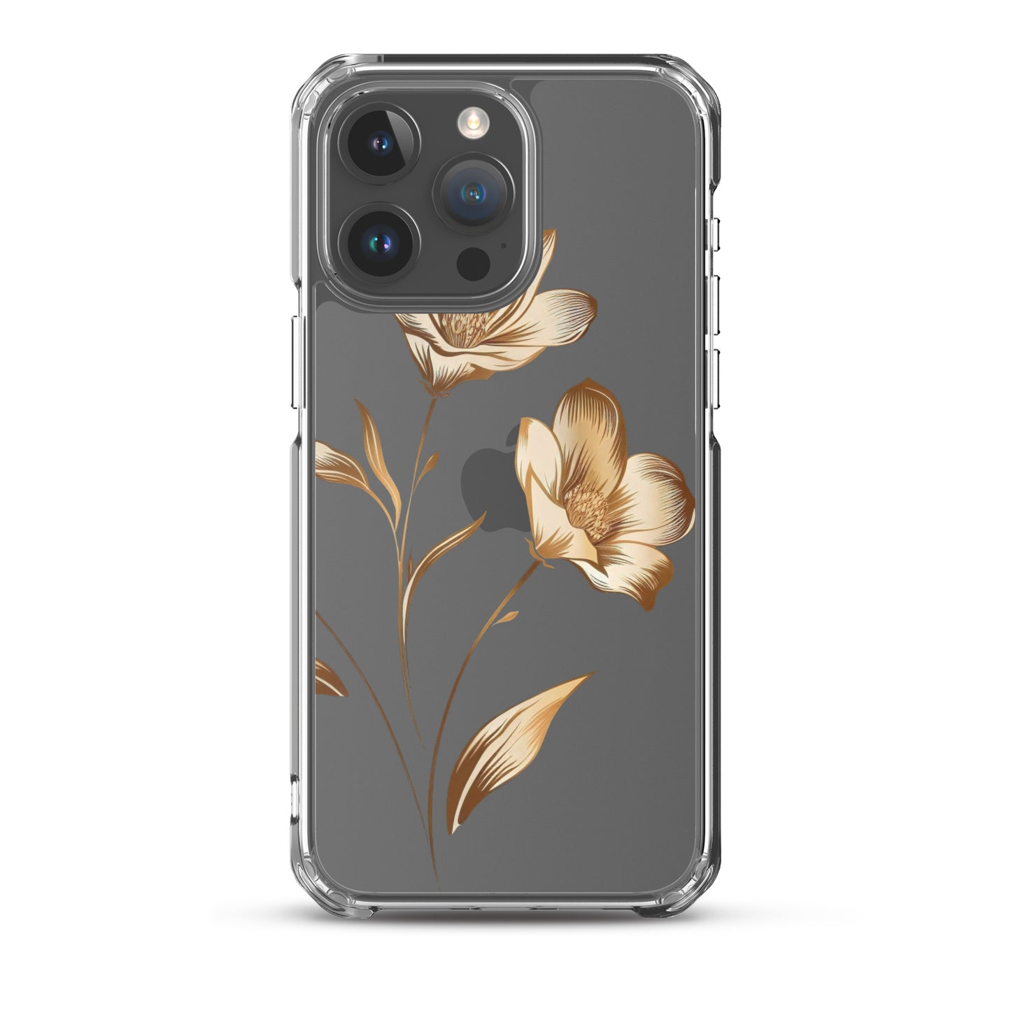 Coque transparente bouquet de fleurs dorées pour iPhone®