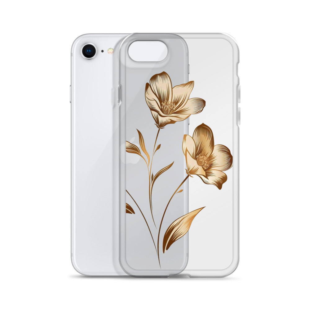 Coque transparente bouquet de fleurs dorées pour iPhone®