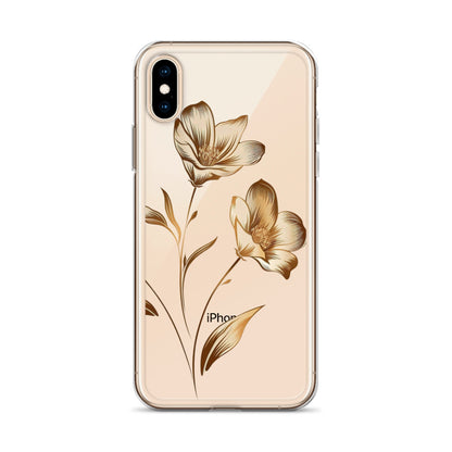 Coque transparente bouquet de fleurs dorées pour iPhone®