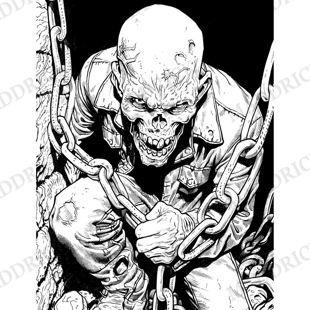 Horror Coloring Pages | Printable Halloween Adult Coloring Book PDF