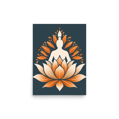 Lotus méditation orange bleu Poster