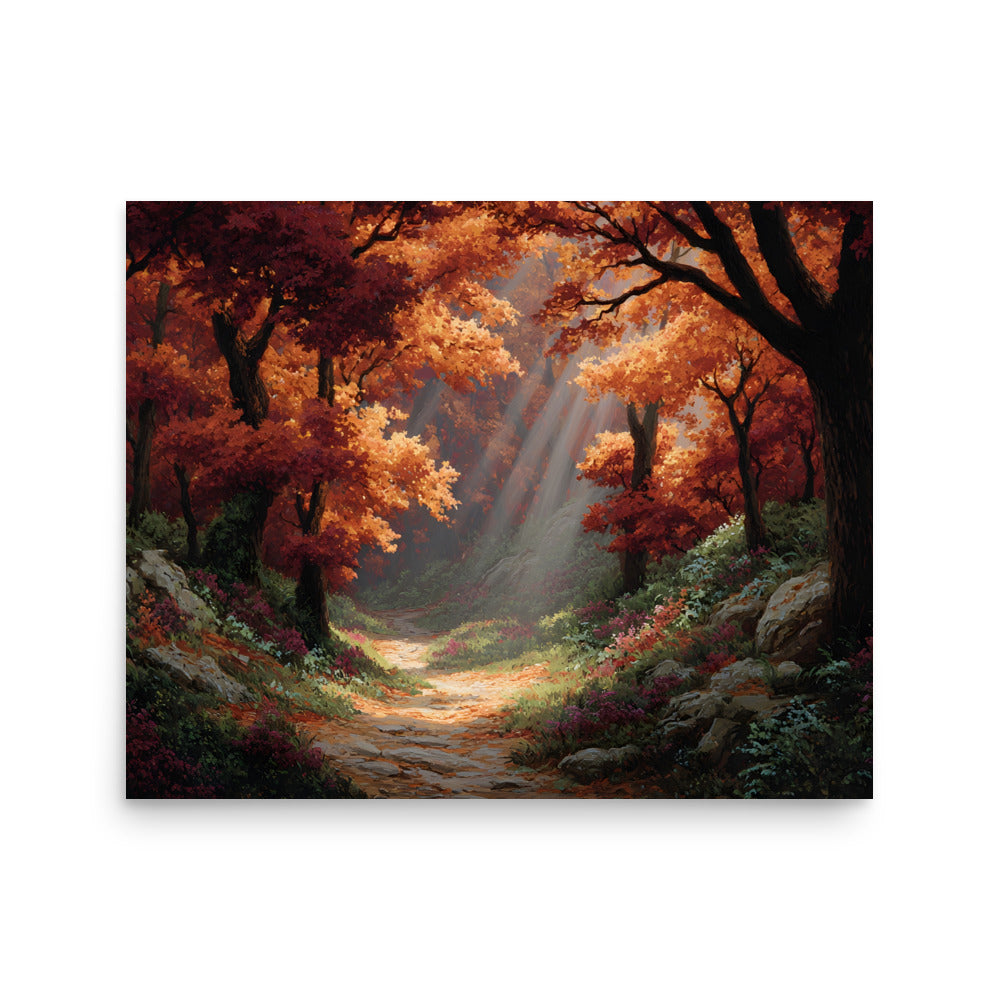 Orange autumn forest passage Poster – Maddrick