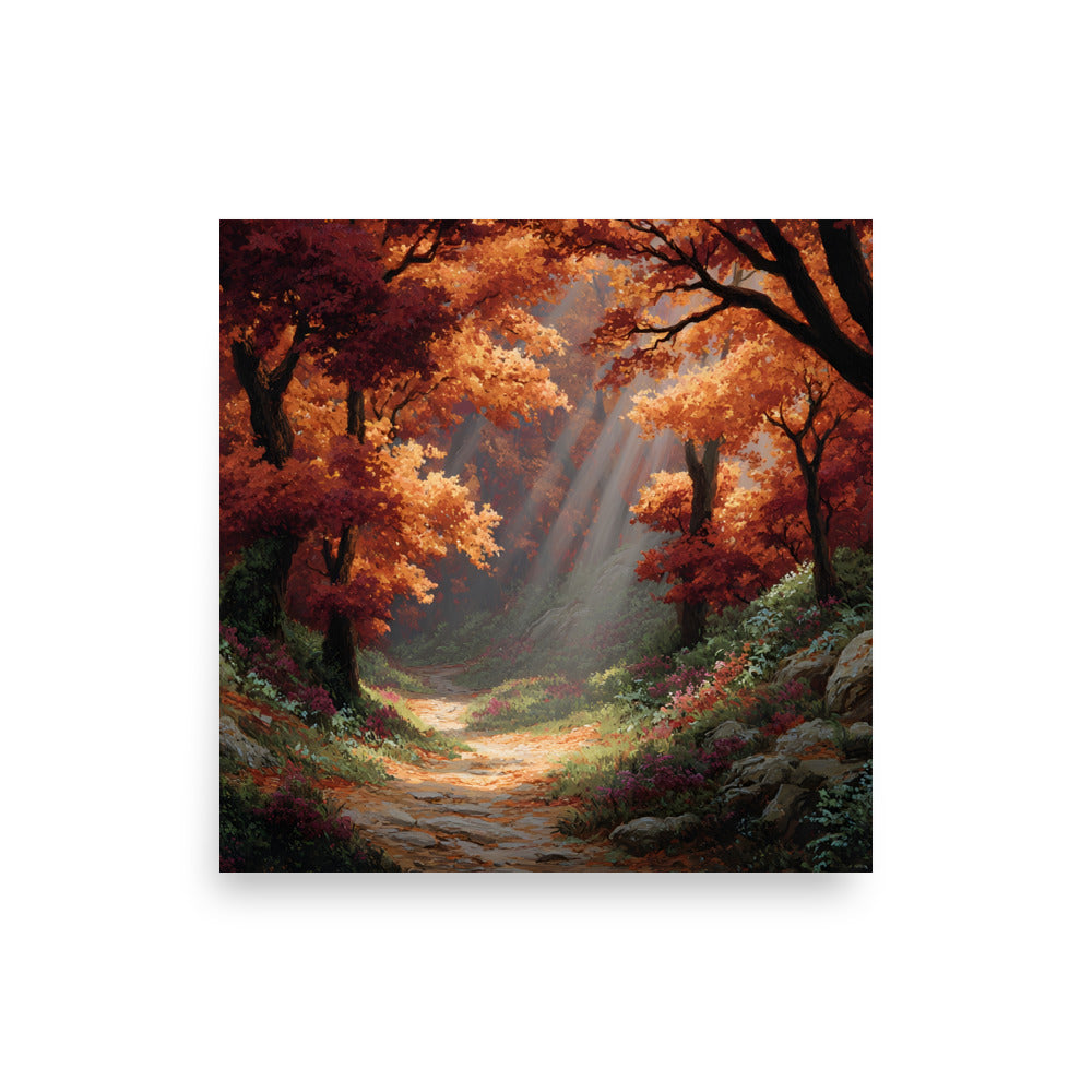 Orange autumn forest passage Poster – Maddrick