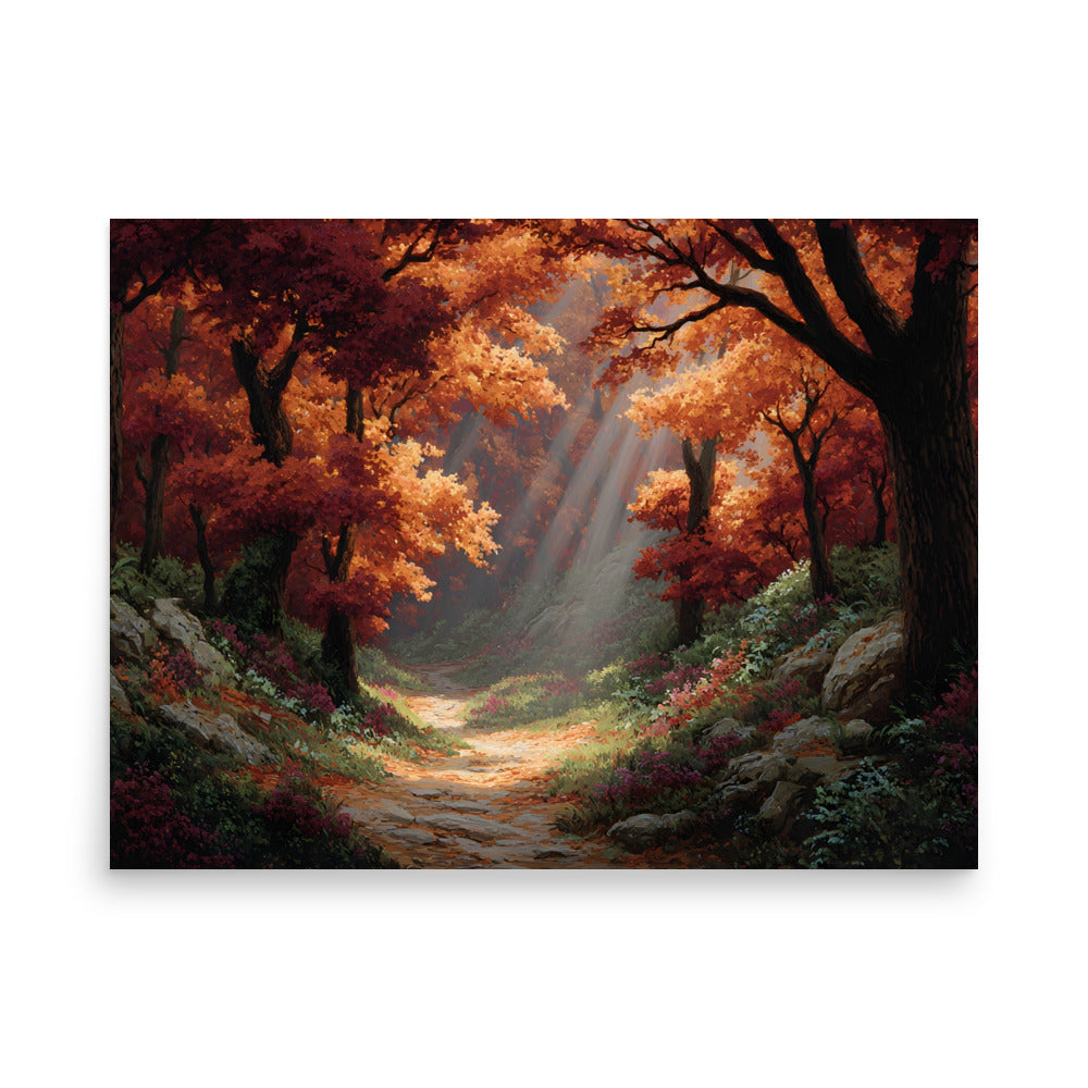 Orange autumn forest passage Poster – Maddrick